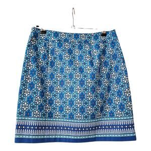 NWT Talbots Skirt Size P/4 Mini Blue White Side Zip Lined